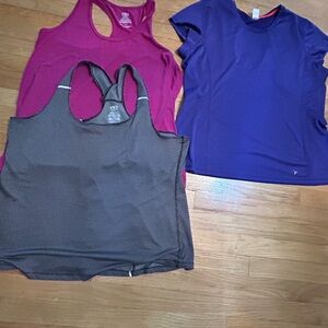 Pink and Gray Fitted Racerback Tank Top